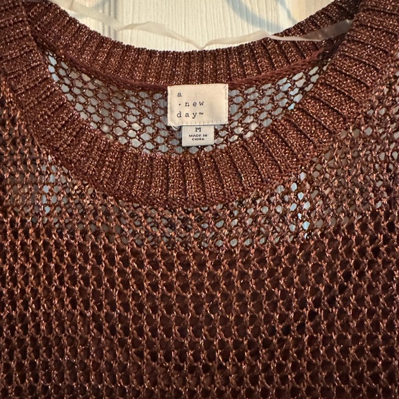 A New Day- Openwork Midi Tank Dress Brown/Gold - Picture 3 of 3
